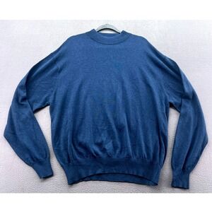 Mark Shale Sweater Mens XXL Blue Silk Cotton Blend Mock Neck Long Sleeve